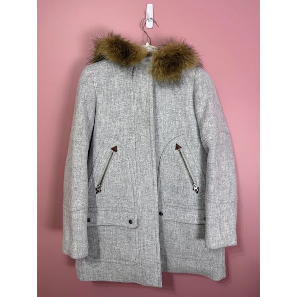 NEW J.Crew Italian Stadium Wool Blend Parka With Hood by Nello Gori Size 0 - Picture 2 of 6